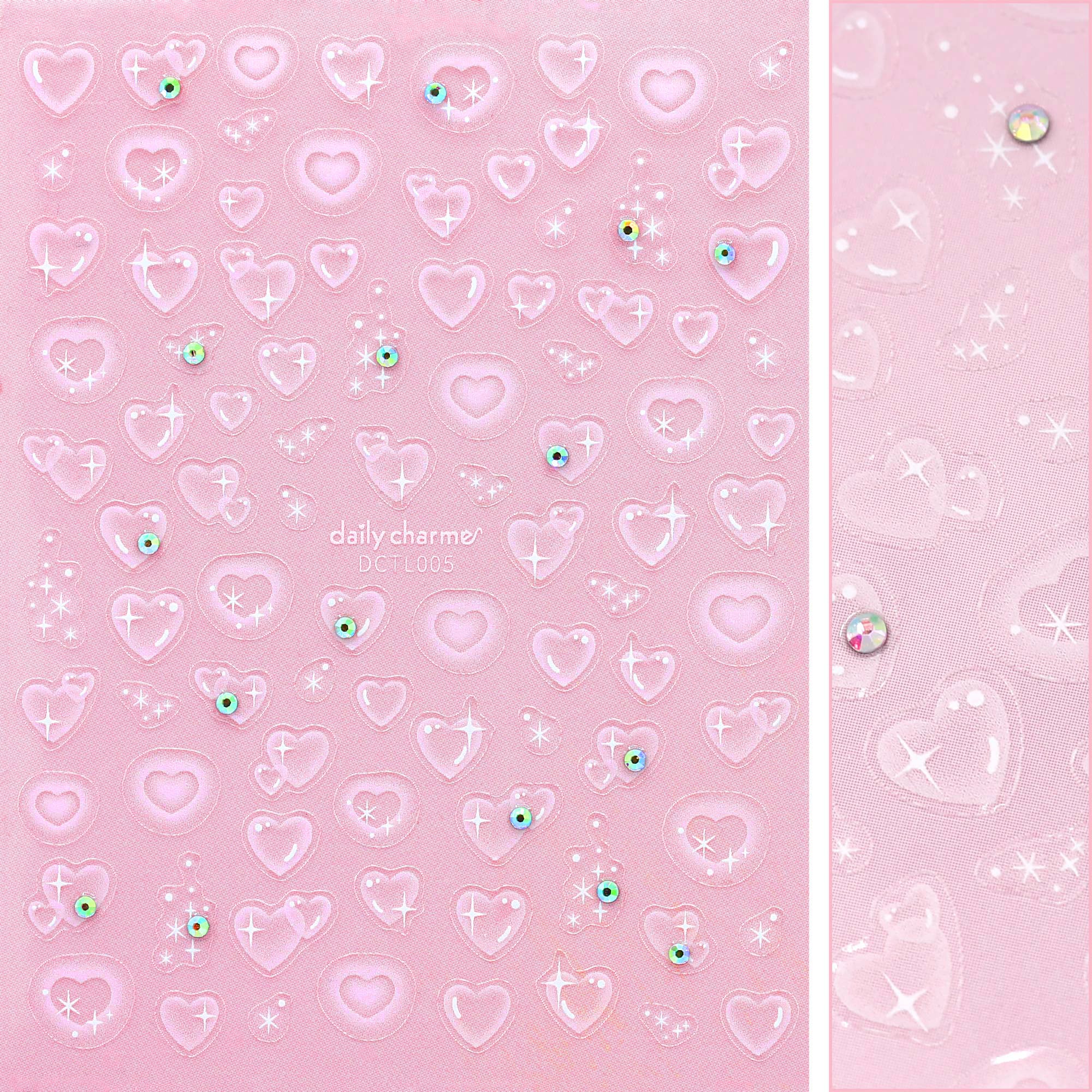 Valentine Bejeweled Nail Art Sticker / Love Bubbles Airbrush White
