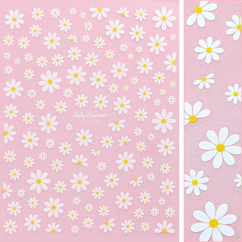 Floral Nail Art Sticker / Darling Daisies White Cute Summer Trend Design Daisy