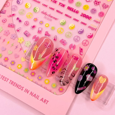 Chic Nail Art Sticker / Y2K Forever Smiley Heart Butterfly Lightning Flowers Cute Kawaii