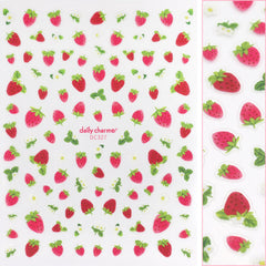 Floral Nail Art Sticker / Strawberry Fields / Spring Nail Art / Summer / Decals / Red / Floral