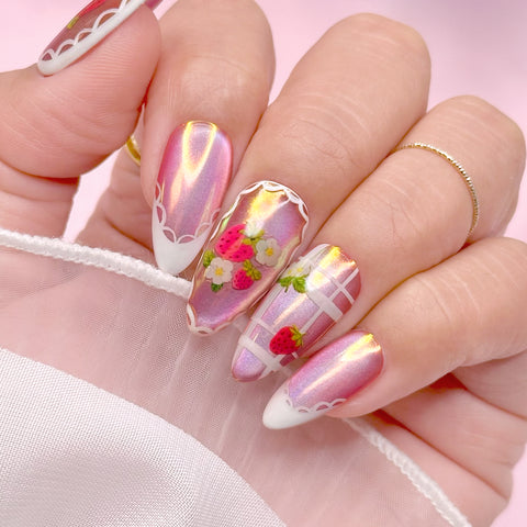 Floral Nail Art Sticker / Strawberry Fields / Spring Nail Art / Summer / Decals / Red / Floral