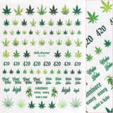 Daily Charme Floral Nail Art Sticker / Good Vibes Hemp Leaf 420 Nails