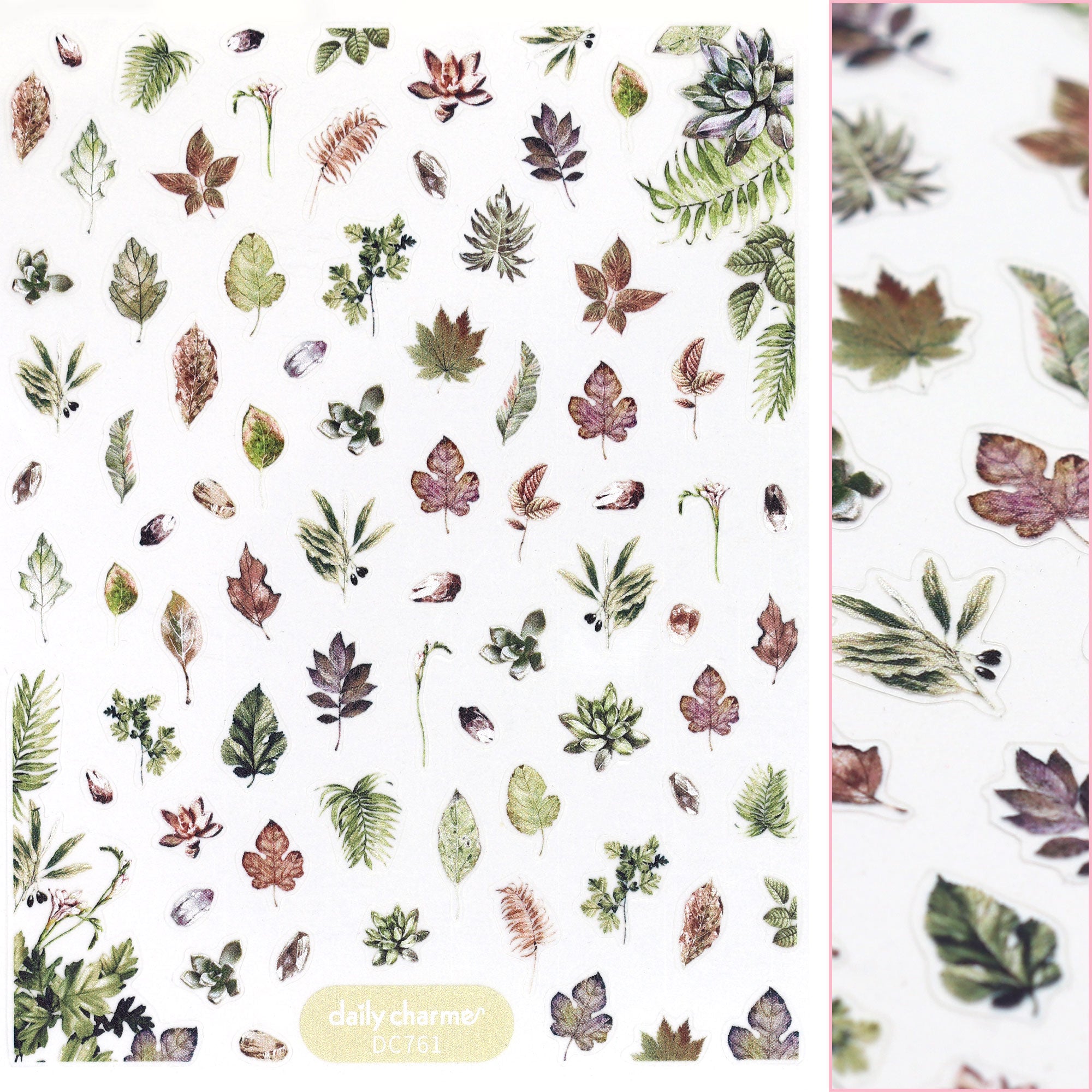 Floral Nail Art Sticker / Enchanted Greenery Leaf Foliage Design Fall Autumn