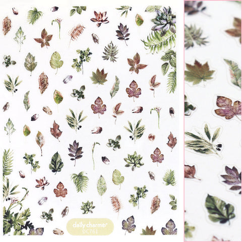 Floral Nail Art Sticker / Enchanted Greenery Leaf Foliage Design Fall Autumn