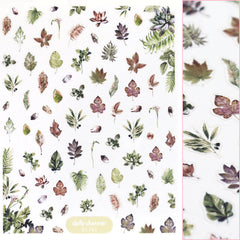 Floral Nail Art Sticker / Enchanted Greenery Leaf Foliage Design Fall Autumn