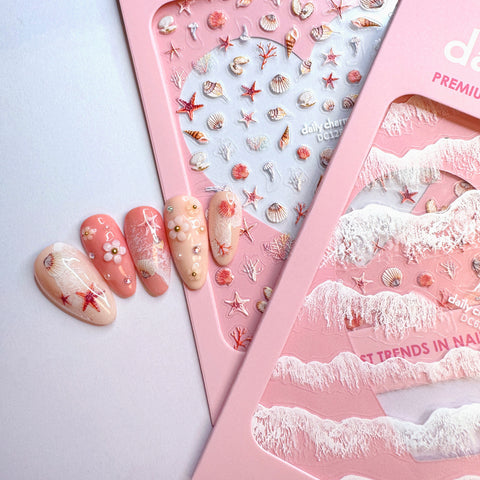 Daily Charme Nail Art | Chic Nail Art Sticker Coastal Surf Ocean Wave Summer Nails