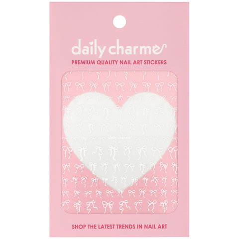 Dainty Tiny Bow Nail Art Sticker Decal Ribbon Reverie / White  Coquette Clean Girl Cute