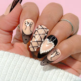 Tiny Sheer Lace Bows Nail Art Sticker Decal  Ribbon Reverie / Black Coquette Cute Easy to Use DIY Trend