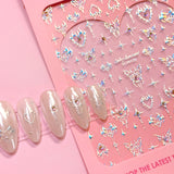 Y2K Bejeweled Nail Art Sticker / Angelfire Flutter Holographic Butterfly Sparkles Flame Heart