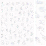 Chic Nail Art Sticker / Kitty Line Art / Holographic Silver Cat Design Abstract