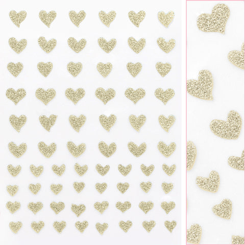Twinkle Flash Glitter Nail Art Sticker / Hearts / Gold