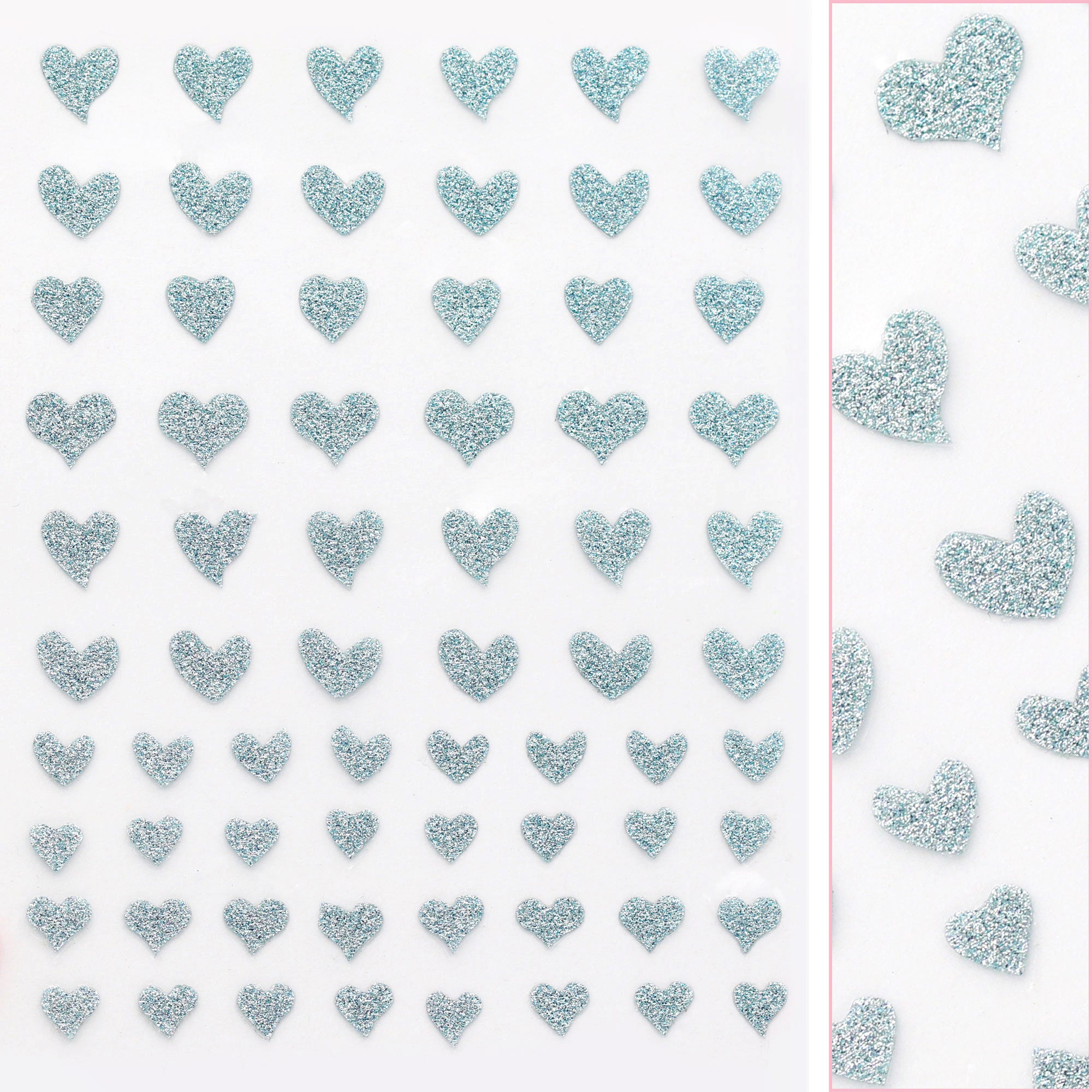Twinkle Flash Glitter Nail Art Sticker / Hearts / Blue
