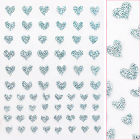 Twinkle Flash Glitter Nail Art Sticker / Hearts / Blue