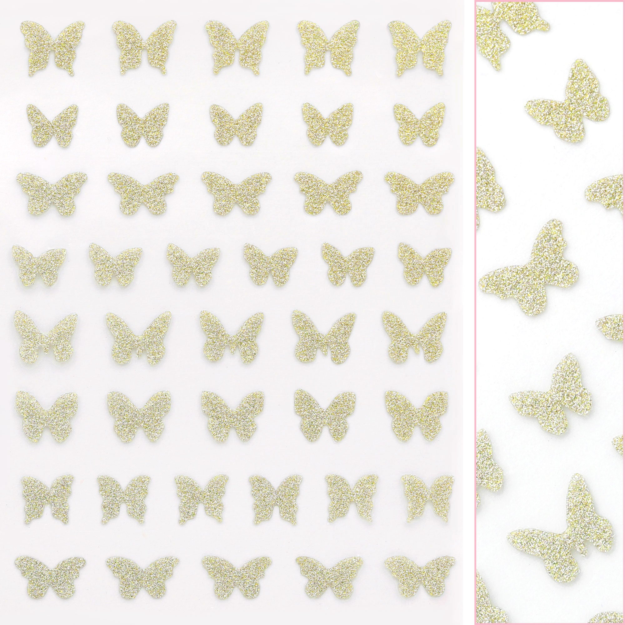 Twinkle Flash Glitter Nail Art Sticker / Butterfly / Blue Gold Silver Rose Gold