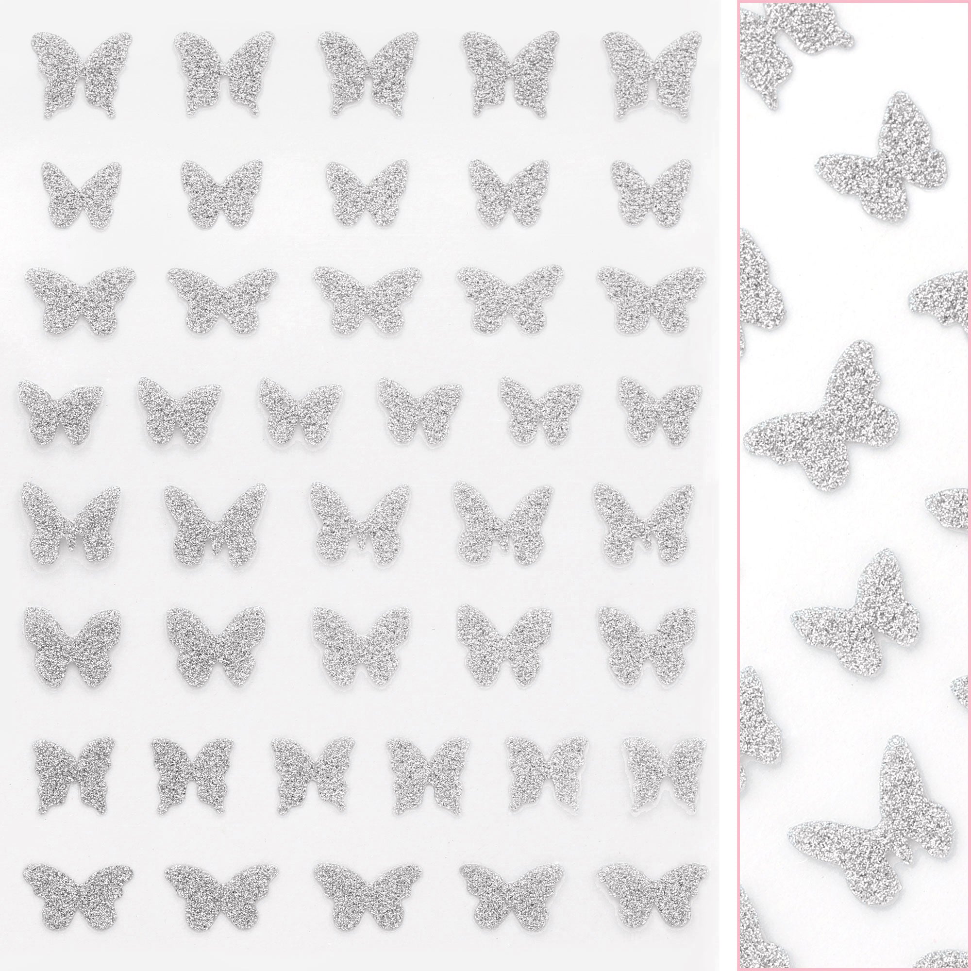 Twinkle Flash Glitter Nail Art Sticker / Butterfly / Silver