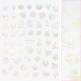 Floral Nail Art Sticker / Iridescent Roses / White Rainbow Stain Glass Design