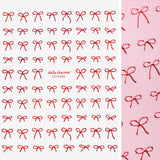 Kawaii Nail Art Sticker / Coquette Bows / Metallic Red Nail Decal Cute Kawaii