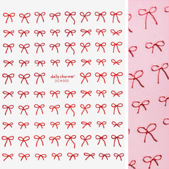 Kawaii Nail Art Sticker / Coquette Bows / Metallic Red Nail Decal Cute Kawaii