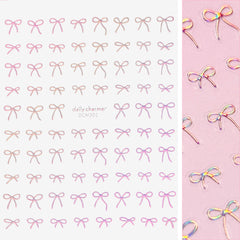 Kawaii Nail Art Sticker / Coquette Bows / Holographic Pink Decal Cute Kawaii