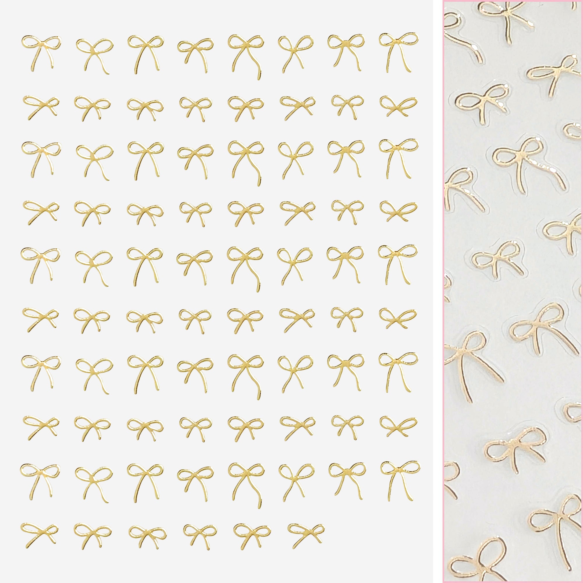 Kawaii Nail Art Sticker / Coquette Bows / Gold Ribbon Balletcore Valentine