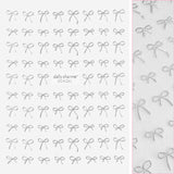 Kawaii Nail Art Sticker / Coquette Bows / Silver Ribbon Clean Girl