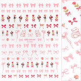 Bejeweled Nail Art Sticker / Coquette Roses / Bows / Kittens / Spring Nail Art / Summer / Pink / Decals / Red