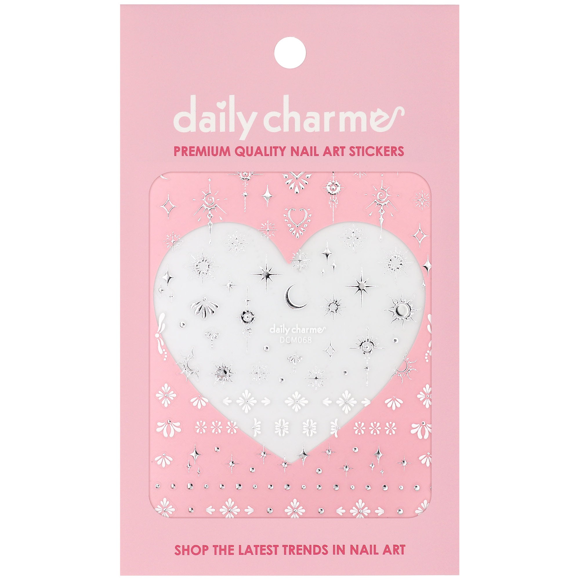 3D Embossed Nail Art Sticker/ Celestial Element / Silver Decal Bestseller White Moon Sparkles Sun Stars