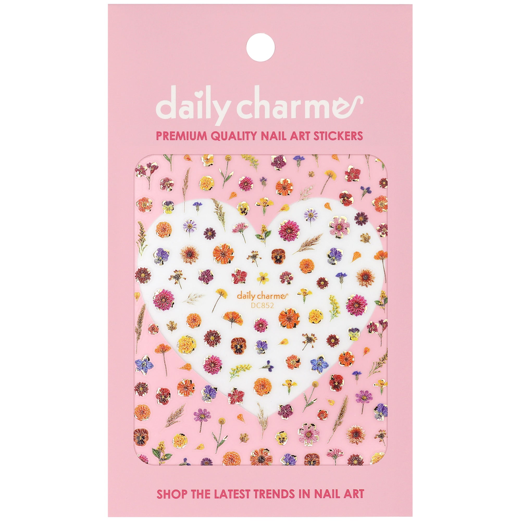 3D Embossed Nail Art Sticker / Autumn Petals Fall Flower Decal Gold Accent Orange Yellow Thanksgiving Vibe