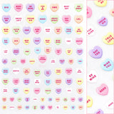 Valentine 3D Embossed Nail Art Sticker / Sweet Talk Hearts Pink Purple Candy Design Cute