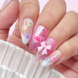 Valentine 3D Embossed Nail Art Sticker / Sweet Talk Hearts Pink Purple Candy Design Cute
