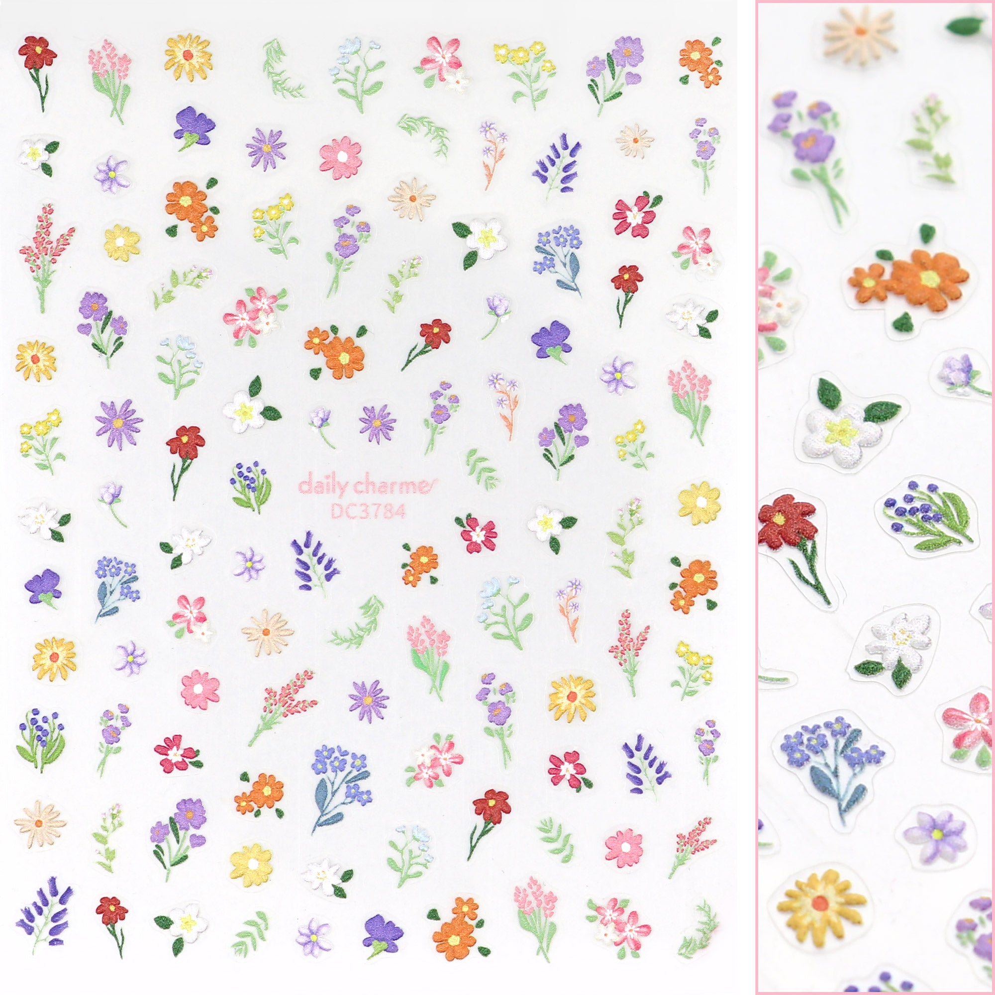 3D Embossed Nail Art Sticker / Spring Meadow / Flowers / Decals/ Floral