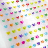 3D Embossed Nail Art Sticker / Rainbow Jelly Hearts Green Yellow Blue Red Summer Fun Designs