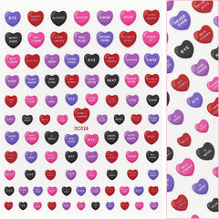 Valentine 3D Embossed Nail Art Sticker / Anti-Sweet Talk Black Purple Pink Red Candy Cute Design