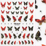 3D Embossed Nail Art Sticker / Crimson Butterfly Red Black Embossed Quality Decals Fall Winter Goth