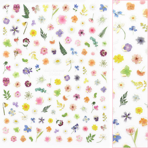 3D Embossed Nail Art Sticker / Gilded Blooms Spring Petal Flower Garden