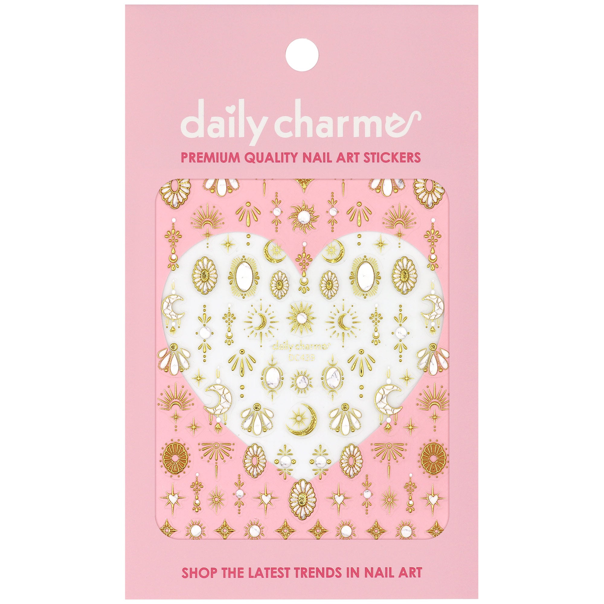 3D Embossed Nail Art Sticker / Celestial Stone Moon Stars Gold Metallic Gold Spring Desert Boho