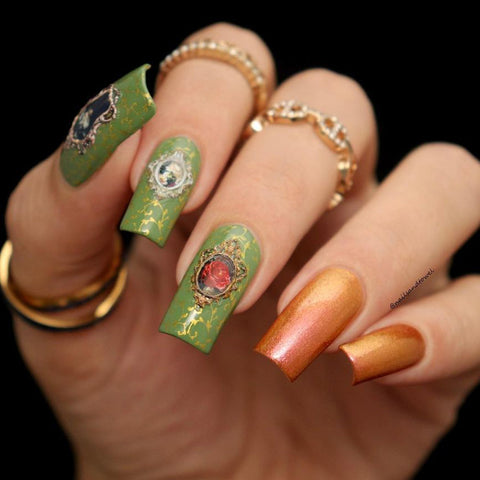 3D Embossed Nail Art Sticker / Vintage Frames Daily Charme Victorian Classical Decal Flower Artistic