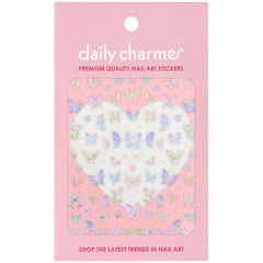 3D Embossed Nail Art Sticker / Gilded Butterfly Spring Pastel Decal Dreamy Purple Blue Green