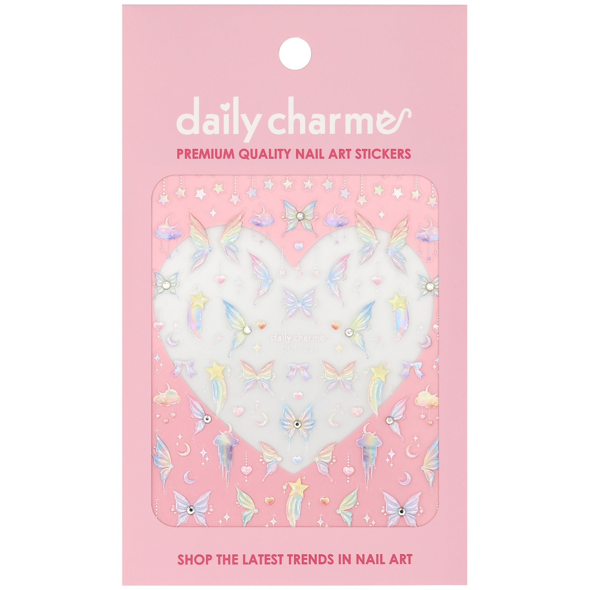 Bejeweled Nail Art Sticker / Cosmic Wings Celestial Pastel Rainbow Stars Butterfly Hearts Moon Cute Kawaii Decal