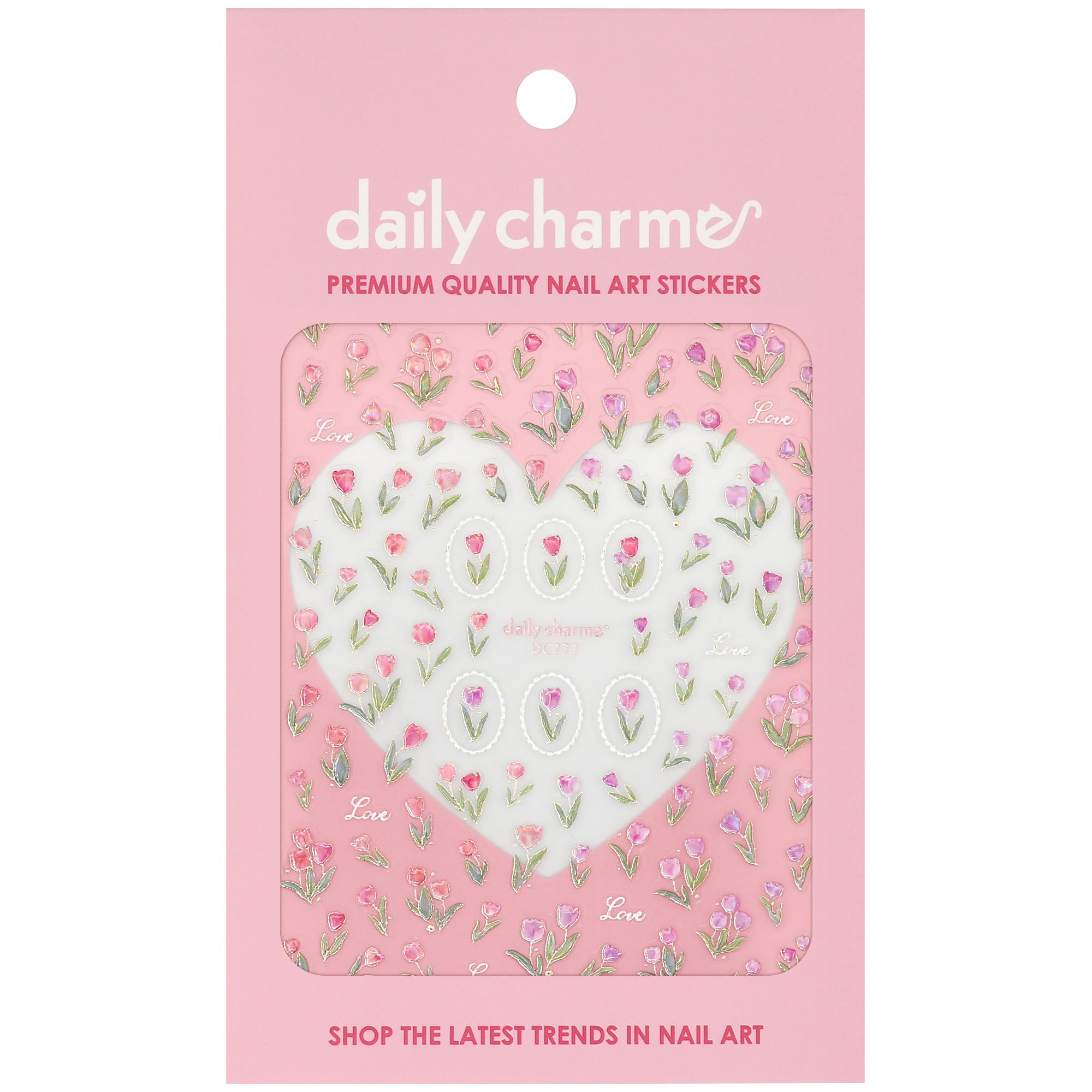 Nail Art Sticker / Tulip Love Spring Easter Decal Daily Charme Quality Gold Chrome Iridescent Pink Coral