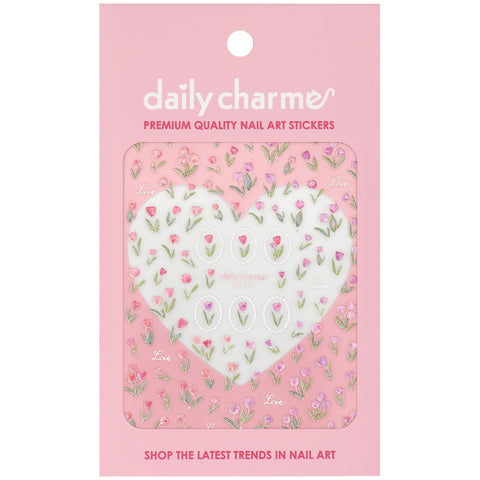 Nail Art Sticker / Tulip Love Spring Easter Decal Daily Charme Quality Gold Chrome Iridescent Pink Coral
