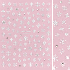 Holiday Bejeweled Nail Art Sticker / Crystal Silver Snowflake Christmas Holiday Trend