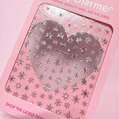 Holiday Bejeweled Nail Art Sticker / Crystal Silver Snowflake Christmas Holiday Trend