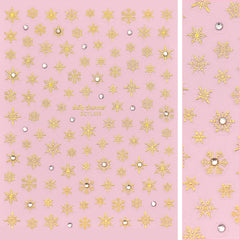 Holiday Bejeweled Nail Art Sticker / Crystal Gold Snowflake Christmas Design