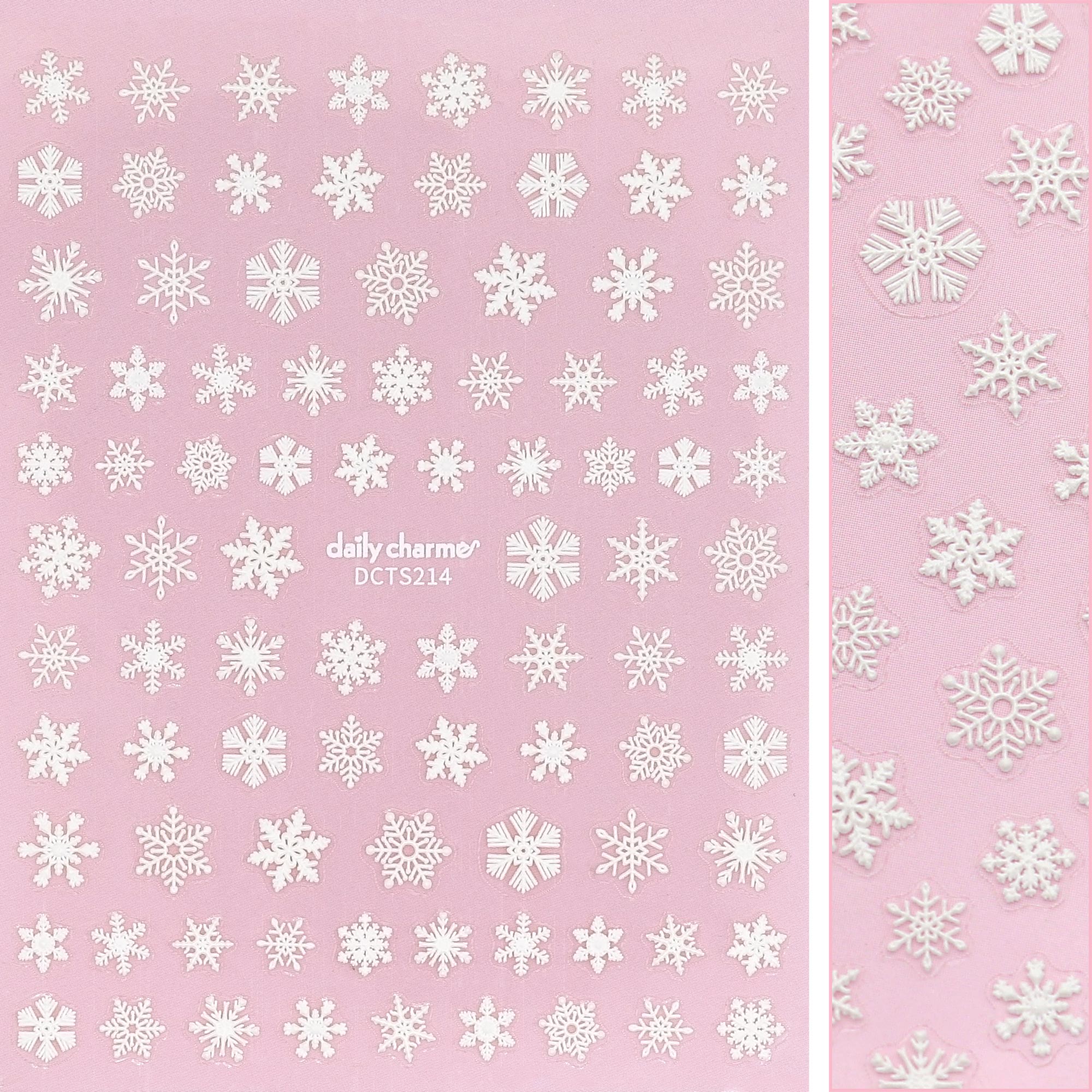 Holiday 3D Embossed Nail Art Sticker / Icy Snowflake White Winter Christmas Decal