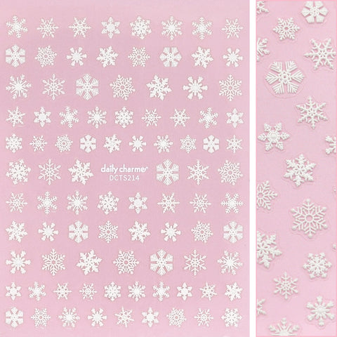 Holiday 3D Embossed Nail Art Sticker / Icy Snowflake White Winter Christmas Decal