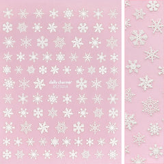 Holiday 3D Embossed Nail Art Sticker / Icy Snowflake White Winter Christmas Decal