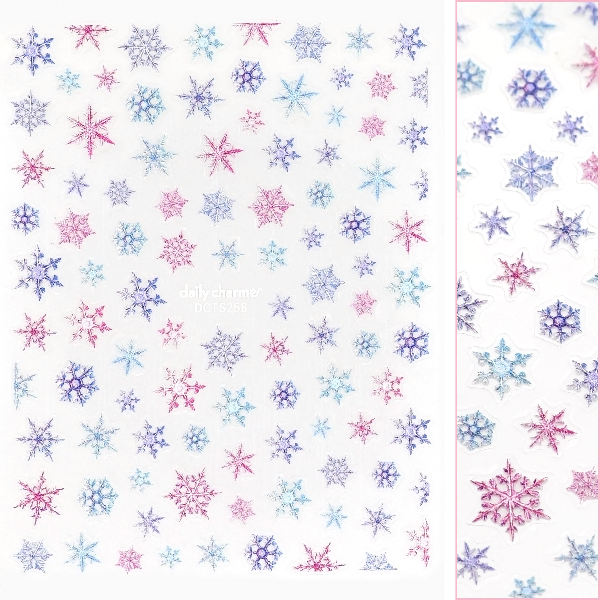 Holiday 3D Embossed Nail Art Sticker / Colorful Snowflake Winter Christmas Decal Cute Blue Pink Purple