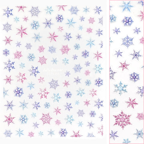 Holiday 3D Embossed Nail Art Sticker / Colorful Snowflake Winter Christmas Decal Cute Blue Pink Purple
