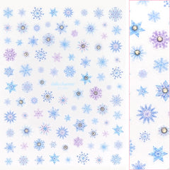 Holiday Bejeweled Nail Art Sticker / Frosty Snowflake Winter Blue Crystal Decal Christmas Trend